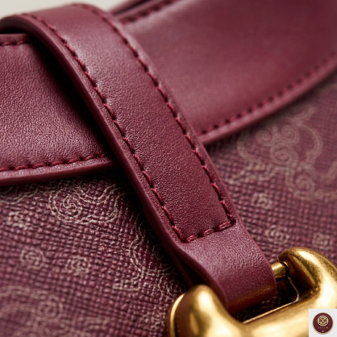 1-Zelin Uğurlu Kırmızı Bulutlar PU Deri Omuz & Çapraz Çanta – Minimal Yatay Kare Tasarım