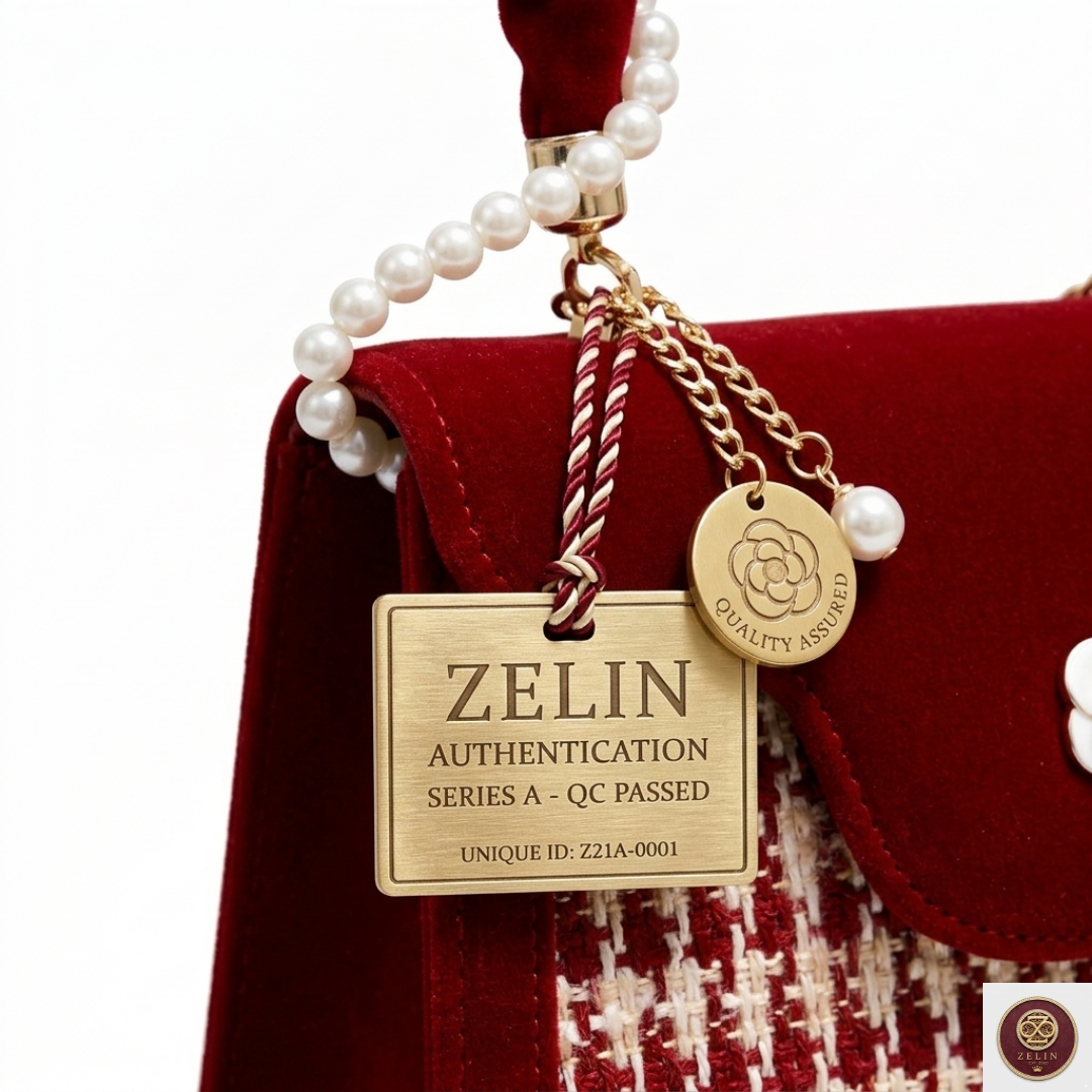 Zelin Kamelya Kadife Küçük Kare Çanta – Kırmızı Dokuma Detaylı Omuz Çantası