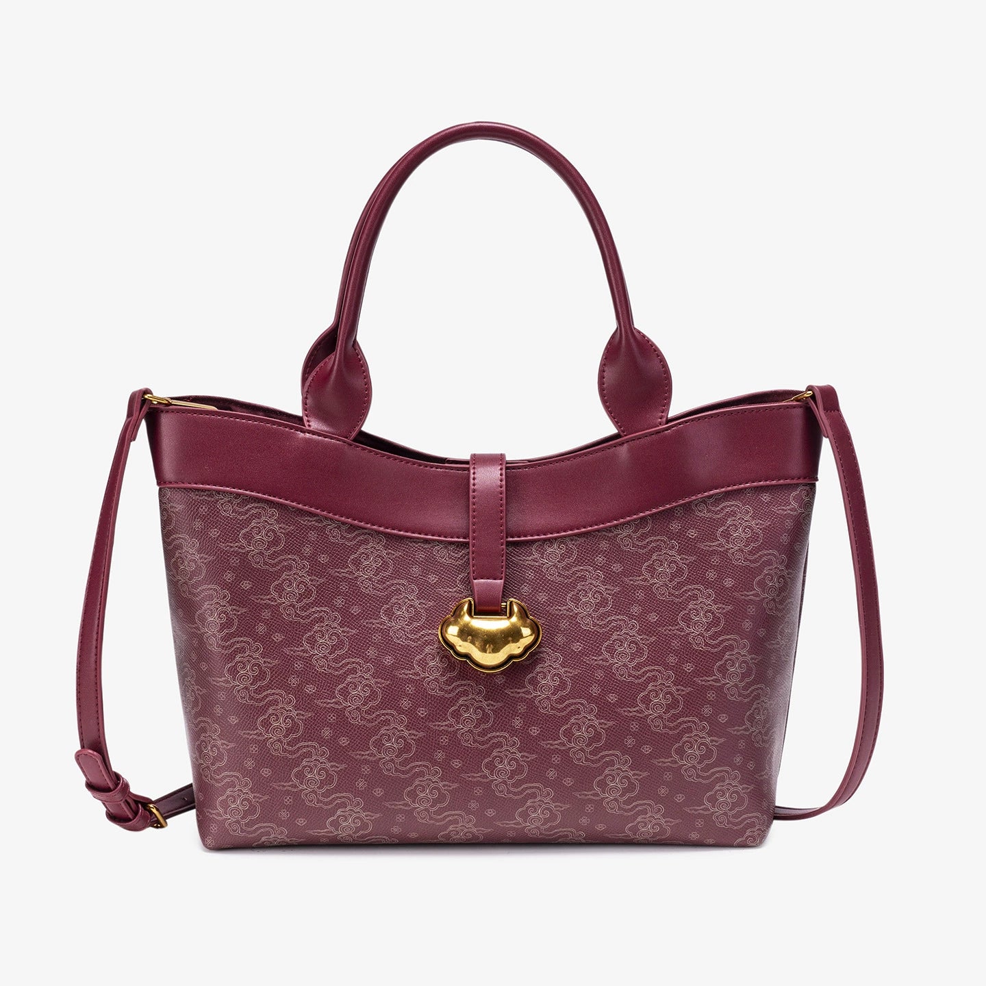 1-Zelin Uğurlu Kırmızı Bulutlar PU Deri Omuz & Çapraz Çanta – Minimal Yatay Kare Tasarım