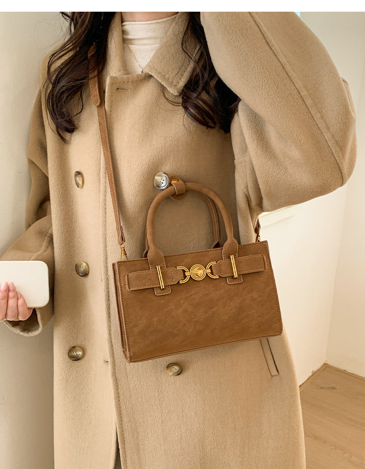 Zelin Süet & PU Retro Omuz Çantası – Avrupa Tarzı Şık Günlük Tasarım