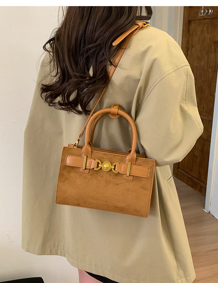 Zelin Süet & PU Retro Omuz Çantası – Avrupa Tarzı Şık Günlük Tasarım