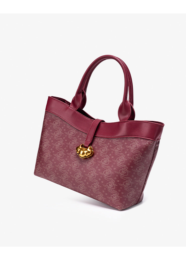 1-Zelin Uğurlu Kırmızı Bulutlar PU Deri Omuz & Çapraz Çanta – Minimal Yatay Kare Tasarım